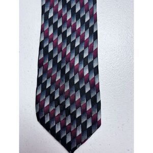 Louis Roth Geometric Tie‎ 100 % Silk Blue Red 4” Wide